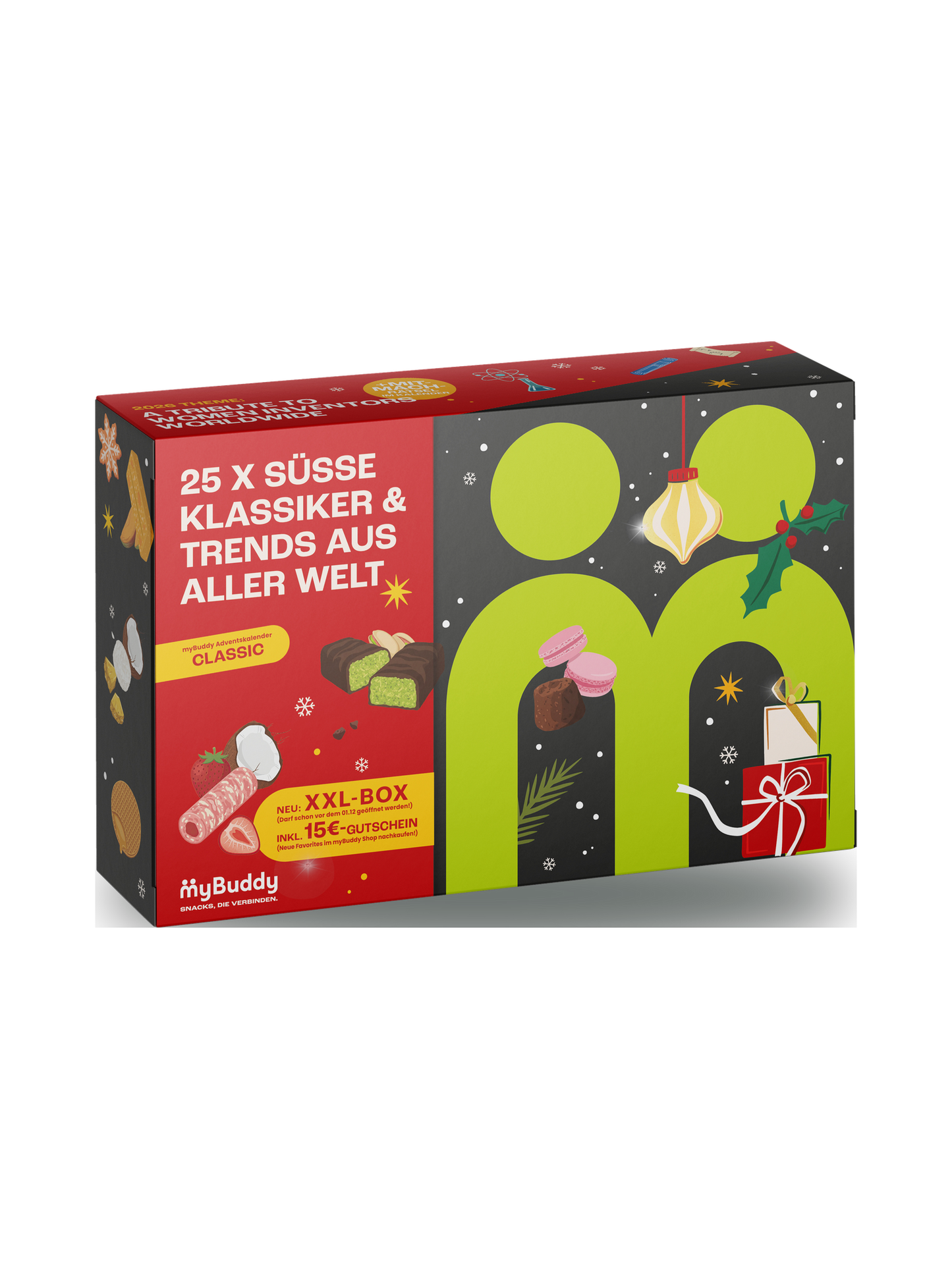myBuddy Adventskalender 2026 CLASSIC, geschlossene Verpackung freigestellt