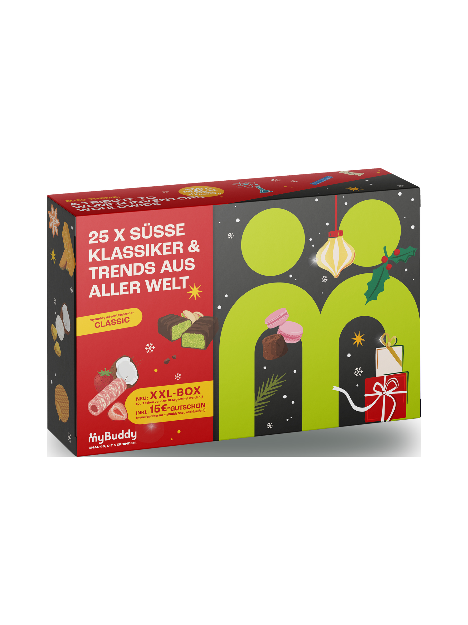 myBuddy Adventskalender 2026 CLASSIC, geschlossene Verpackung freigestellt